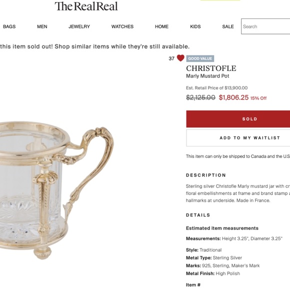 CHRISTOFLE 925 Sterling Silver Mustard Pot HAUTE ORFEVRERIE Ltd Made In France - Picture 7 of 7